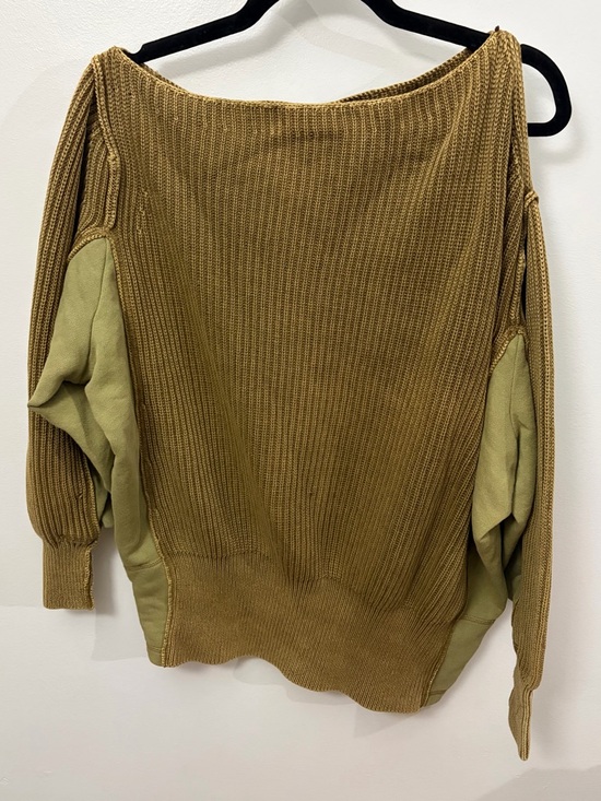 Free People Tops - Free People Olive-Toned Ribbed Knit Sweater with Keyhole Shoulder